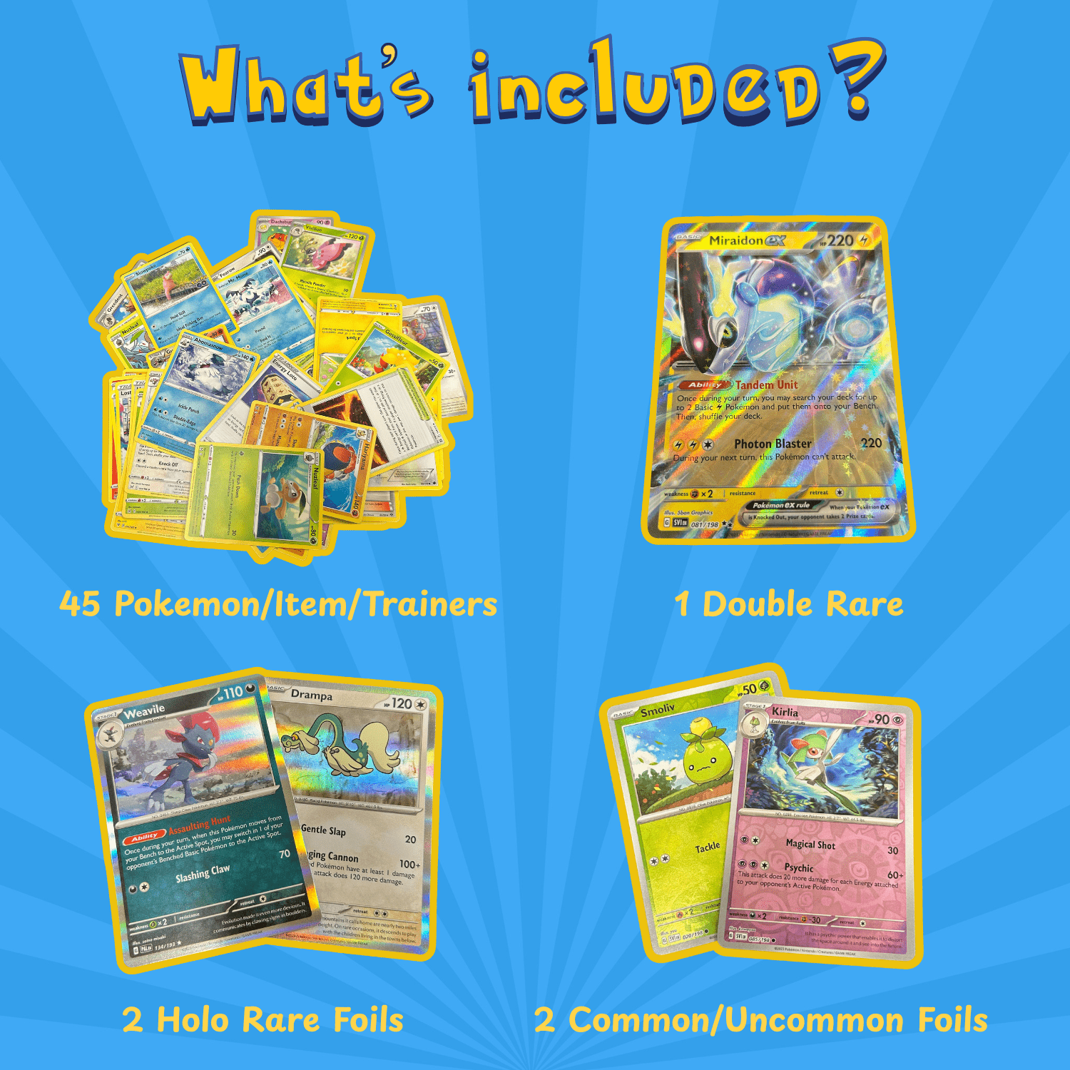 50 Pokémon Cards Mystery Box – Guaranteed 4 Holo & 1 Double Rare – Fun Assorted Bulk Lot for Kids & Collectors – Authentic Pokémon Trading Cards Packaged in Durable Box