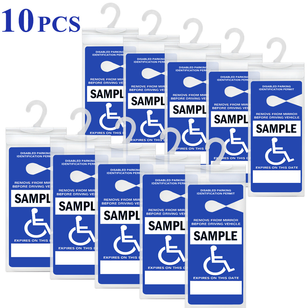 TEMU 10pcs Reusable Pvc Handicap Placard Holder, Transparent Disabled Parking Permit Sign Protector Cover With Hook