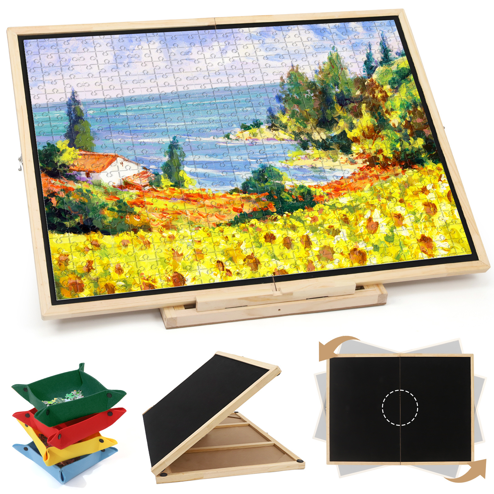 rotating puzzle board with drawers sold on Temu United States