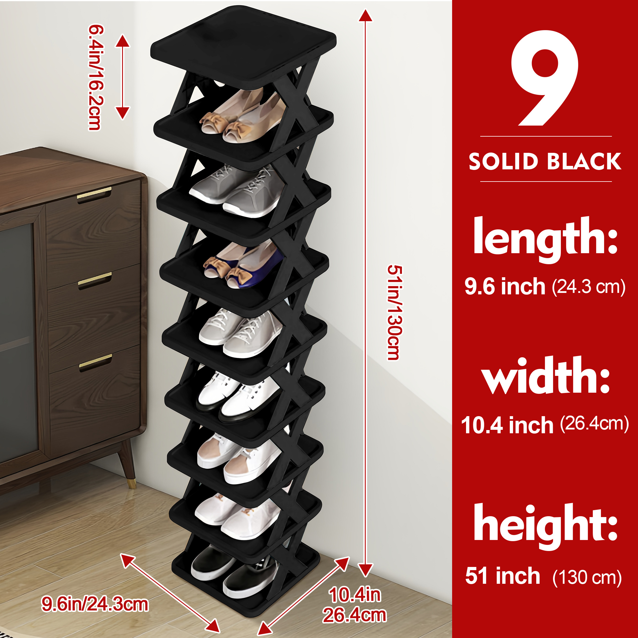 Tier Narrow Shoe Rack