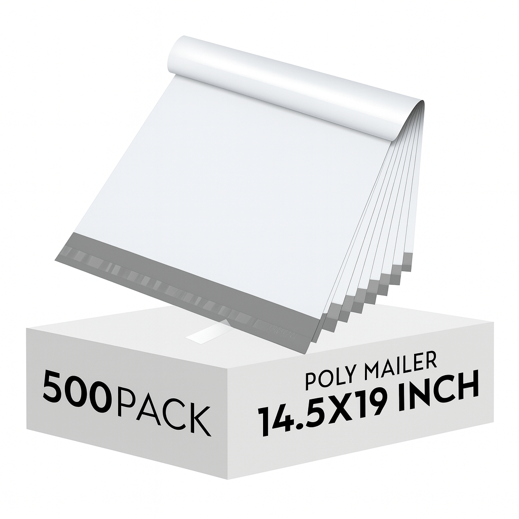 TEMU 500pcs Large 14.5x19 Inch White Gray Poly Mailers, 2 Mil Thick Tear Strip Shipping Bags, Packaging Envelopes For Clothing, Jackets, And Online