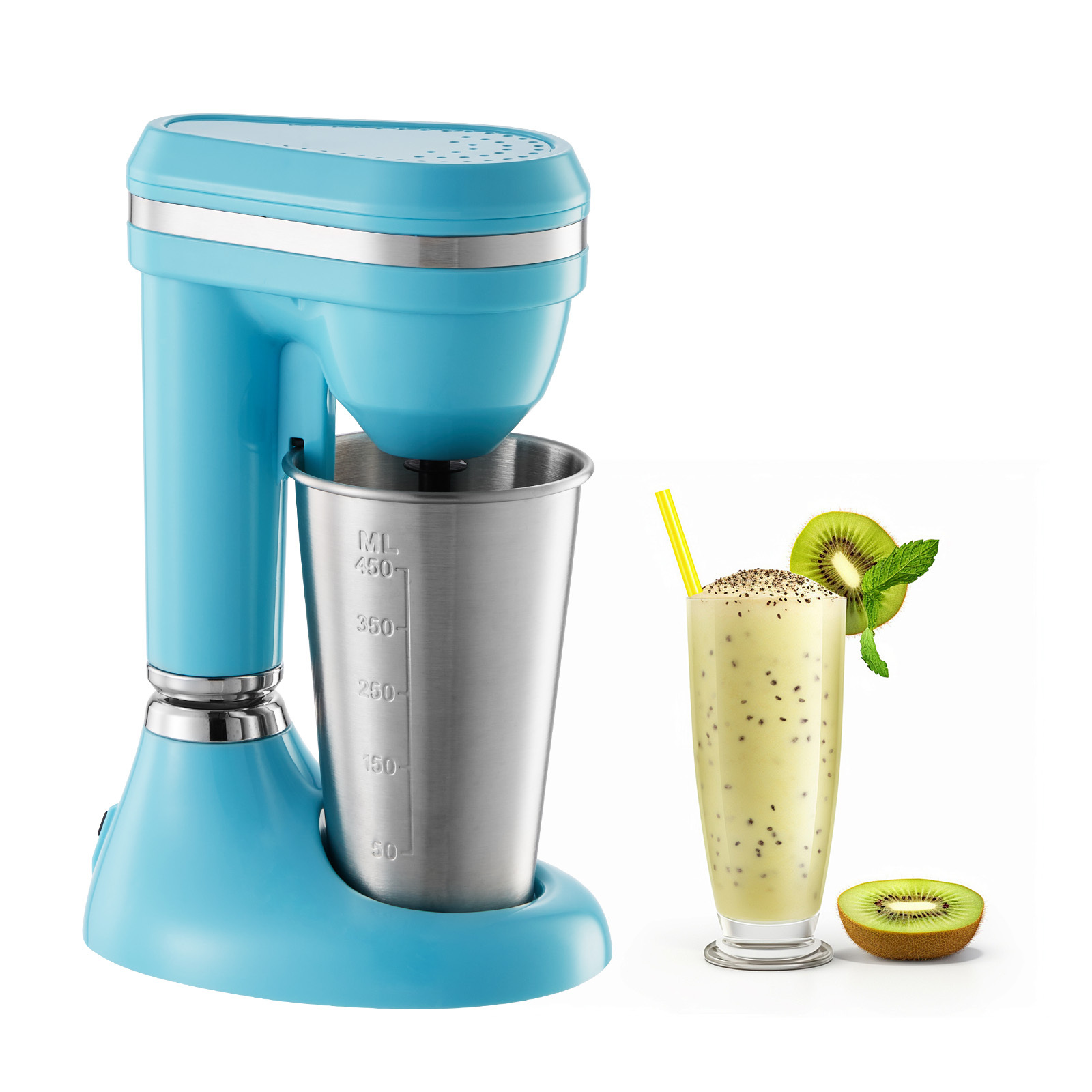 Vevor Milkshake Maker, 100w Maker Mixer, Single Mixer Blender Machine, Dual- Milkshake Blender With Stainless Steel Cup, For Home, Kitchen, Bar &