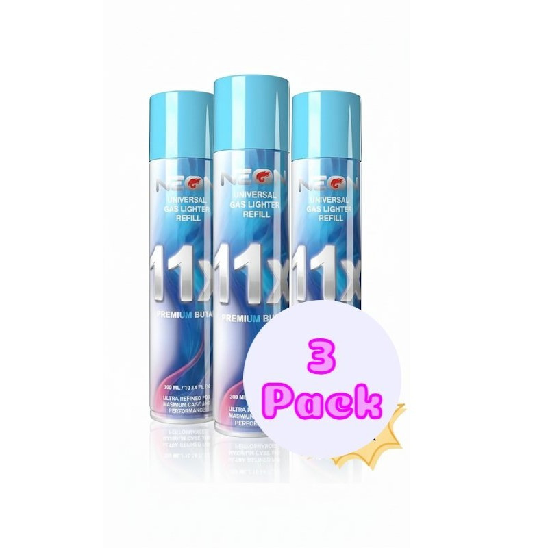 TEMU 3 Cans Neon 11x Refill Fuel Fluid Lighter Ultra 11 Times 10.14 Oz Blue