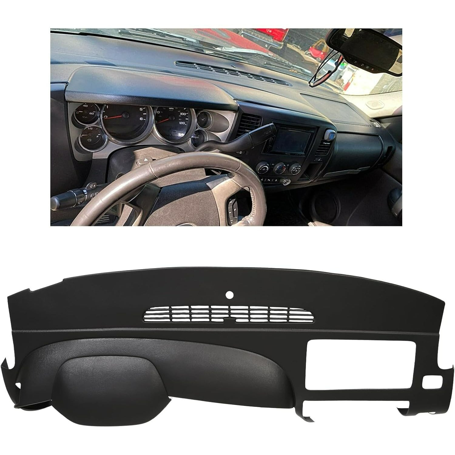 TEMU Black Dashboard Cover For 2007-2013 Silverado Ls Lt Wt & Sierra Sl Sle Wt With Dual