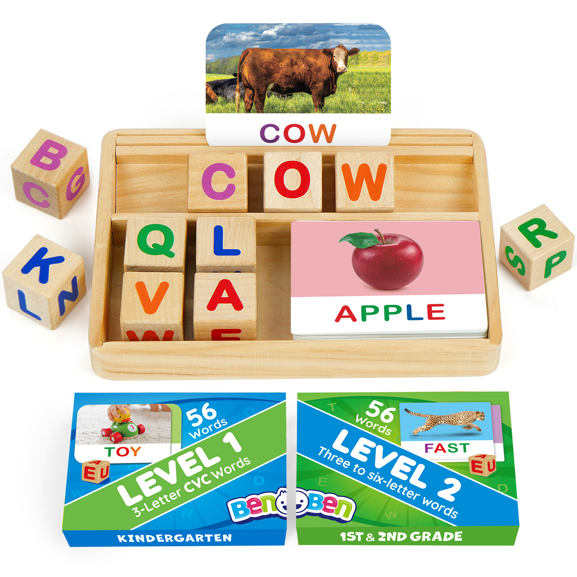 TEMU Flash Cards Cvc , Alphabet Learning Toys, Matching Letters Spelling Game, Educational Toys For Preschool Kindergarten Kids