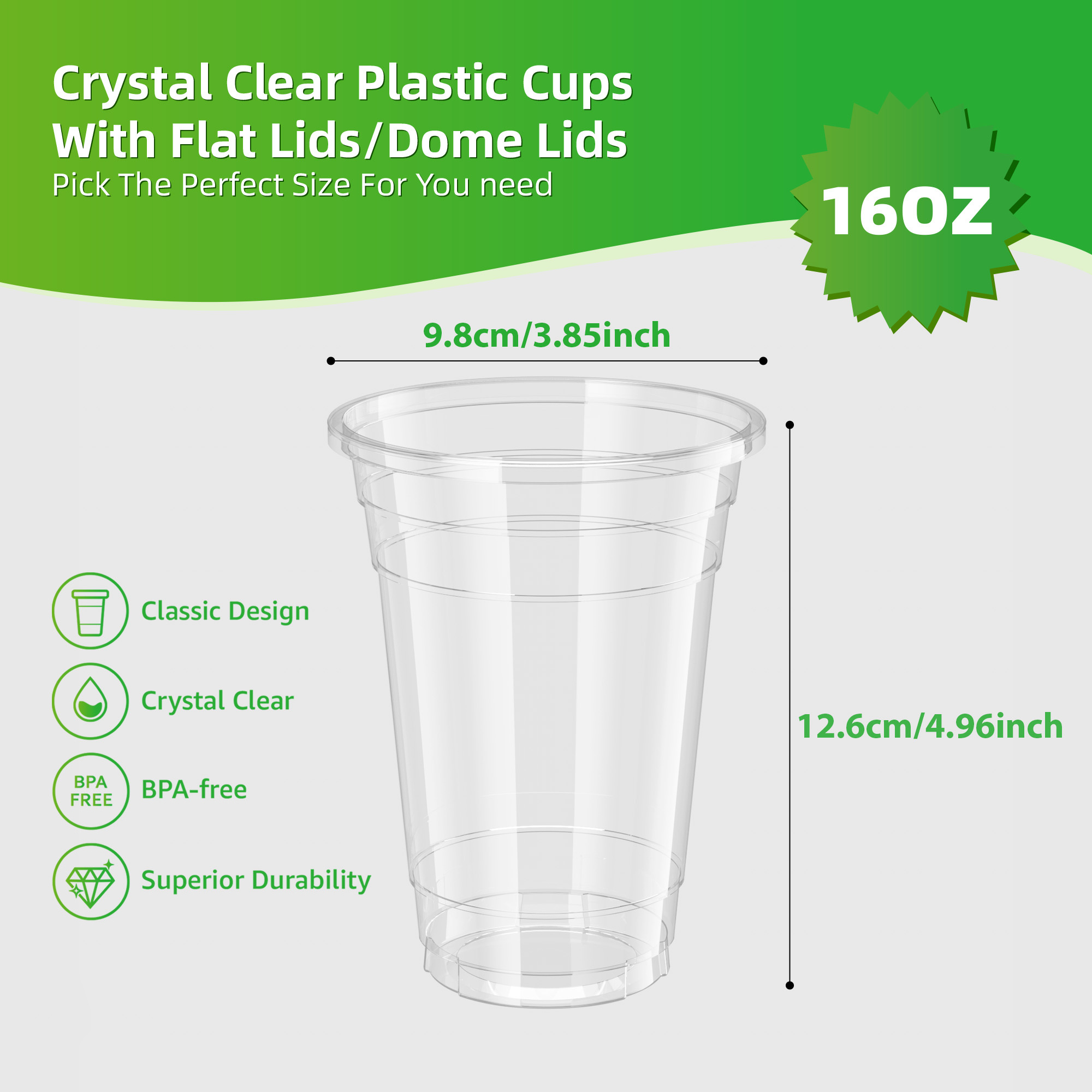16 oz plastic clear cups with flat lids 16oz PP Flat Yogurt/Soup Cup Lid main image 0