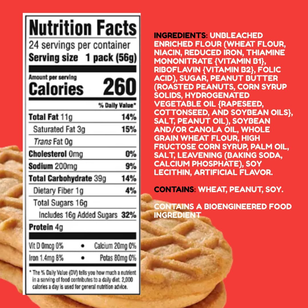 butter peanut butter sandwich  , family size, 24 pack - crunchy peanut-shaped treats with creamy filling,    ,  , or dipping in milk, sealed for freshness in   pack details 0