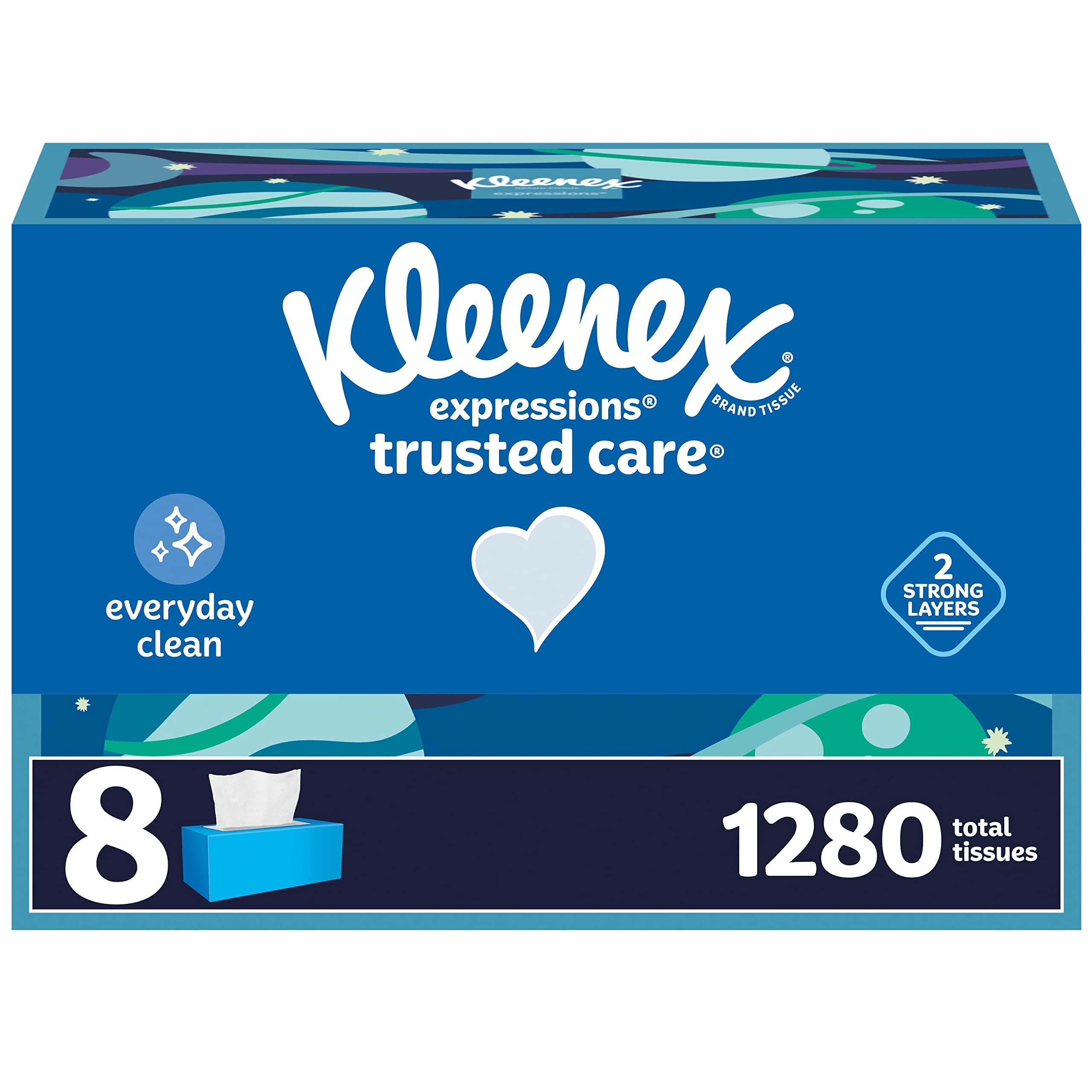 TEMU Kleenex Facial Tissues, 8 Flat Boxes, 160 Tissues Per Box, 2-ply (1, 280 Total Tissues), Packaging May