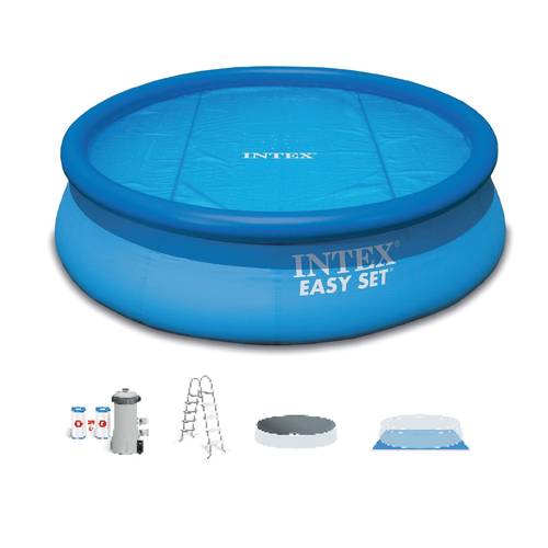 15ft x 48in above ground inflatable pool and solar cover