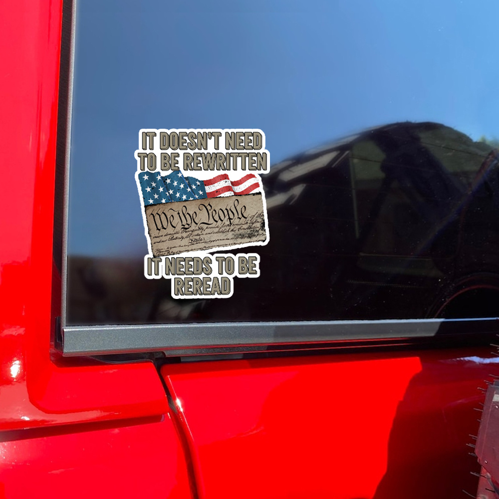 TEMU Patriotic Usa Flag Car Sticker - Us Decal, Waterproof Matte Vinyl Bumper Sticker With Cartoon Design & Crystal Accents, Self-adhesive For Cars,