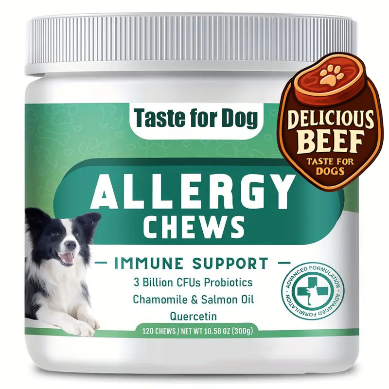 TEMU Allergy Dog Chews 300g Beef Flavor Dog Allergy Chews – 120 With Ingredients – Nutritional Supplements For Dogs