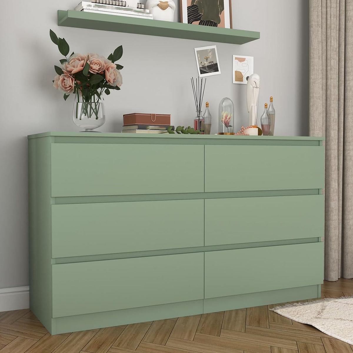 green dresser bedroom modern large 6 drawer dresser deep - Temu