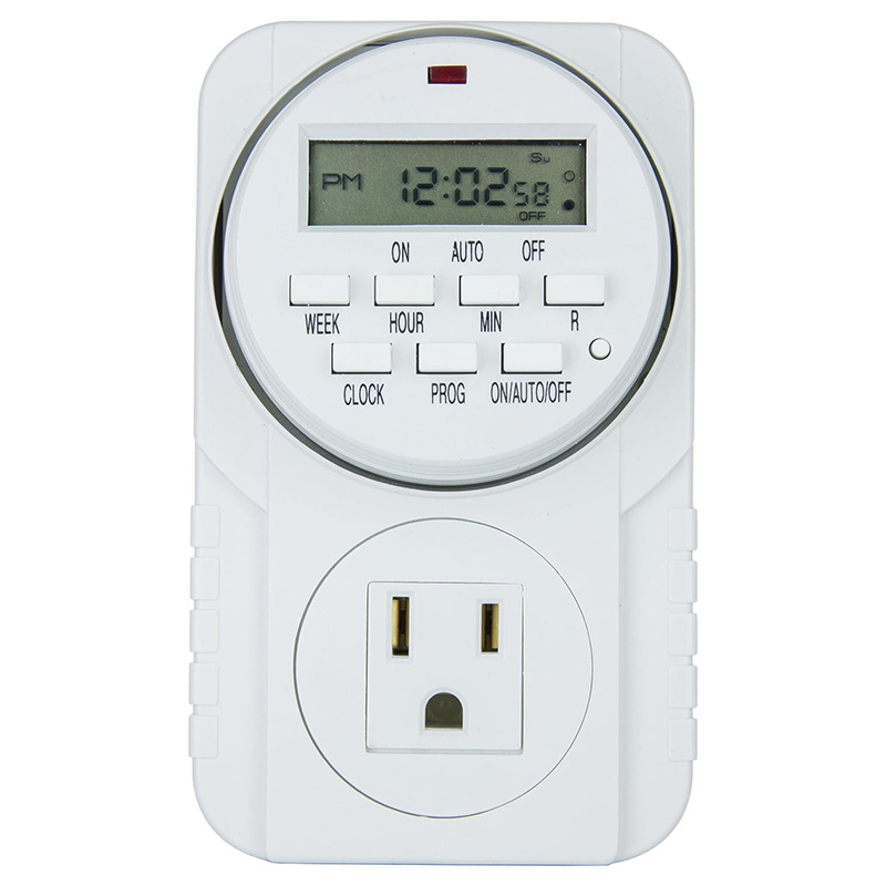 TEMU 1pc 7 Day Heavy Duty Digital Programmable Timer - 2 Outlet 24 Hour Digital Timer, Timing Solution For Hydroponics, 120v, 60hz, Indoor, For Lamp Light Fan