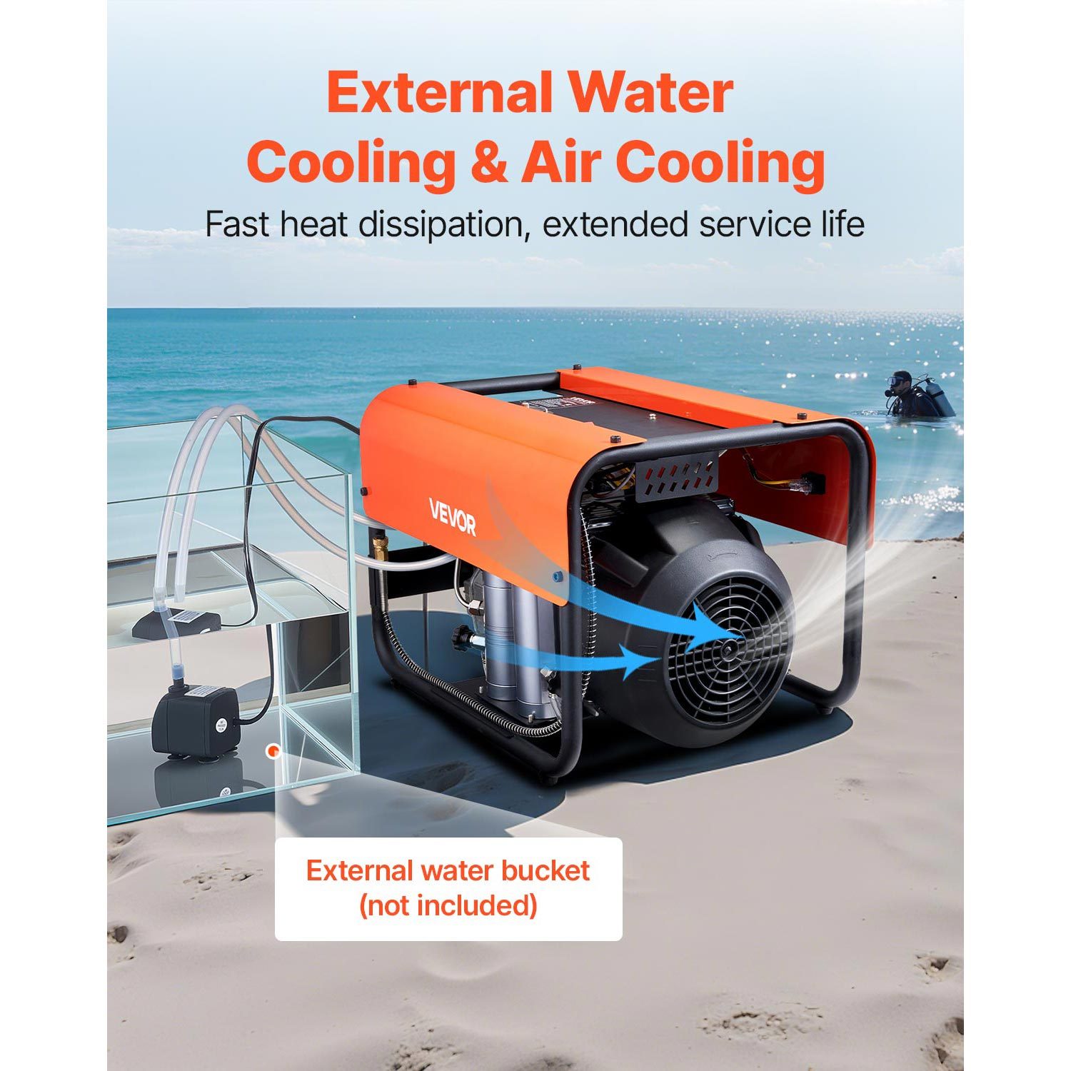 pcp air compressor 4500psi 30mpa 2 cylinder   diving tank compressor external water cooling internal water cooling Product details 8