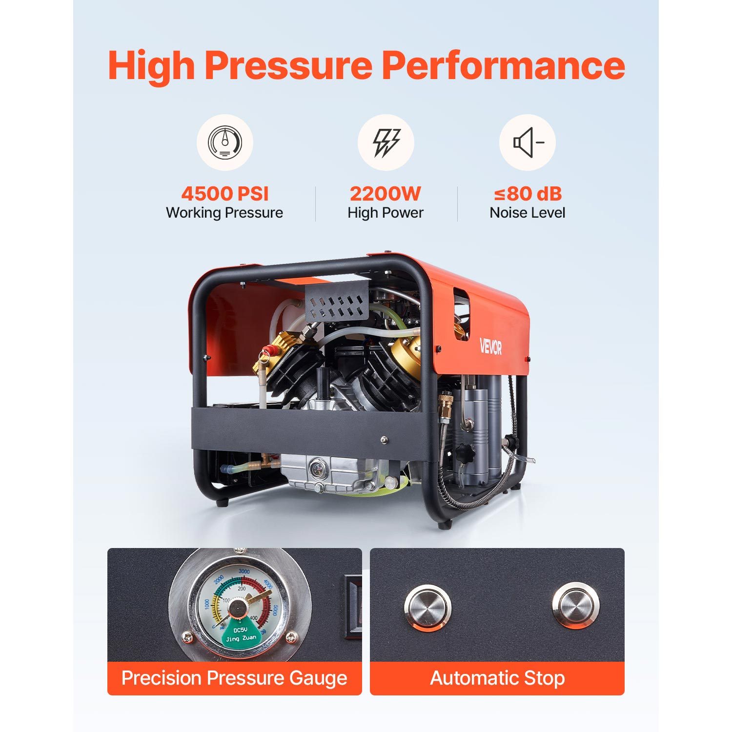 pcp air compressor 4500psi 30mpa 2 cylinder   diving tank compressor external water cooling internal water cooling Product details 13