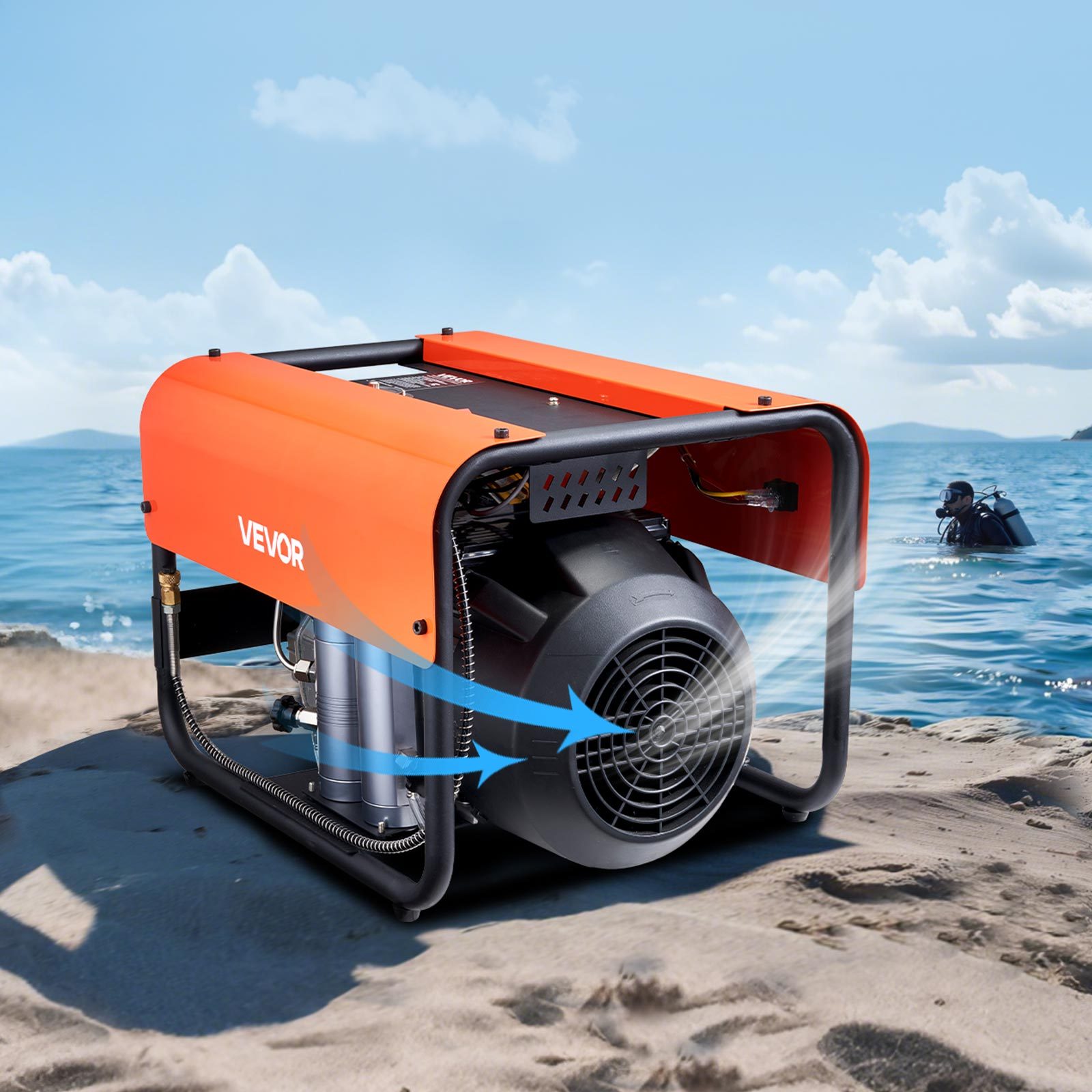 pcp air compressor 4500psi 30mpa 2 cylinder   diving tank compressor external water cooling internal water cooling Product details 7