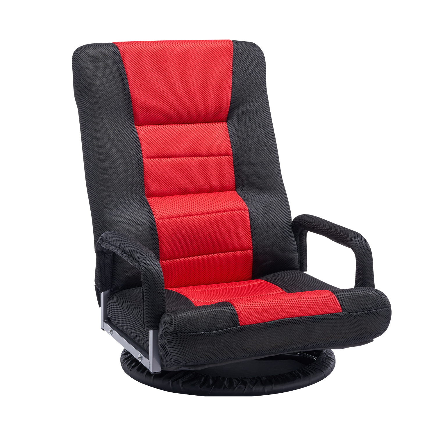 VEVOR Swivel Floor Gaming Chair, 360-Degree Rotating Floor Chair with 4 Adjustable Position Folding Backrest and Lumbar Support, Folding Video Reclining Sofa for Watching TV Reading Playing Game, Gray No armrests/with handrails