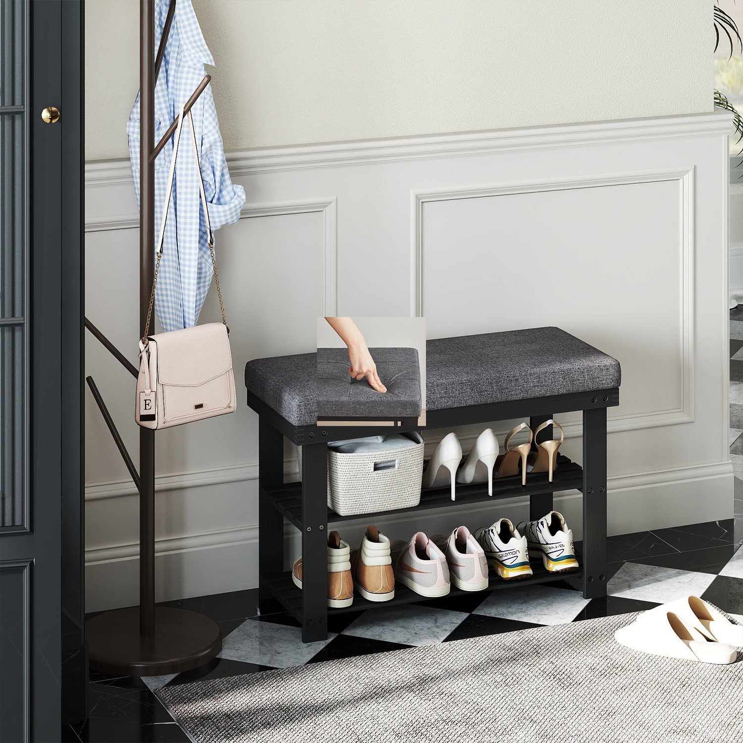 tier shoe rack bamboo shoe bench stable shoe organizer Temu