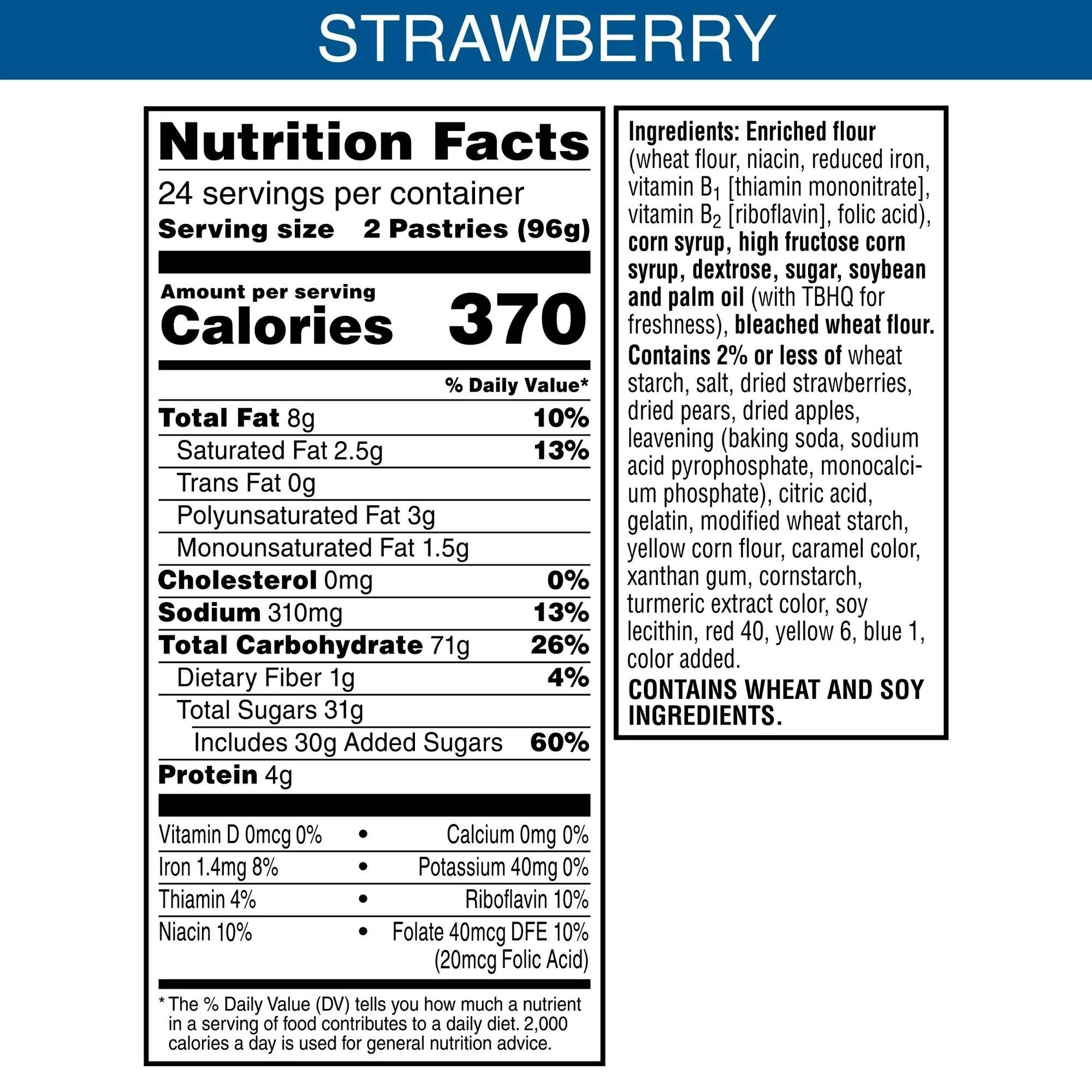 -tarts frosted strawberry, 48 count -   filling, frosted pastry,   breakfast,  , or  , large pack, baked with   details 0
