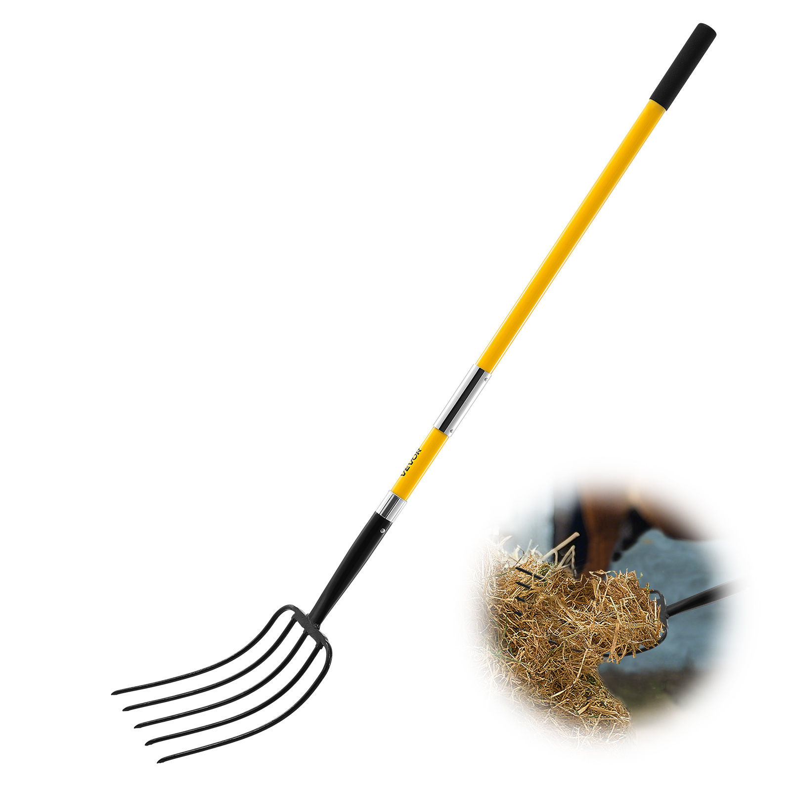   5   garden fork fiberglass handle 57 in spading   heavy duty