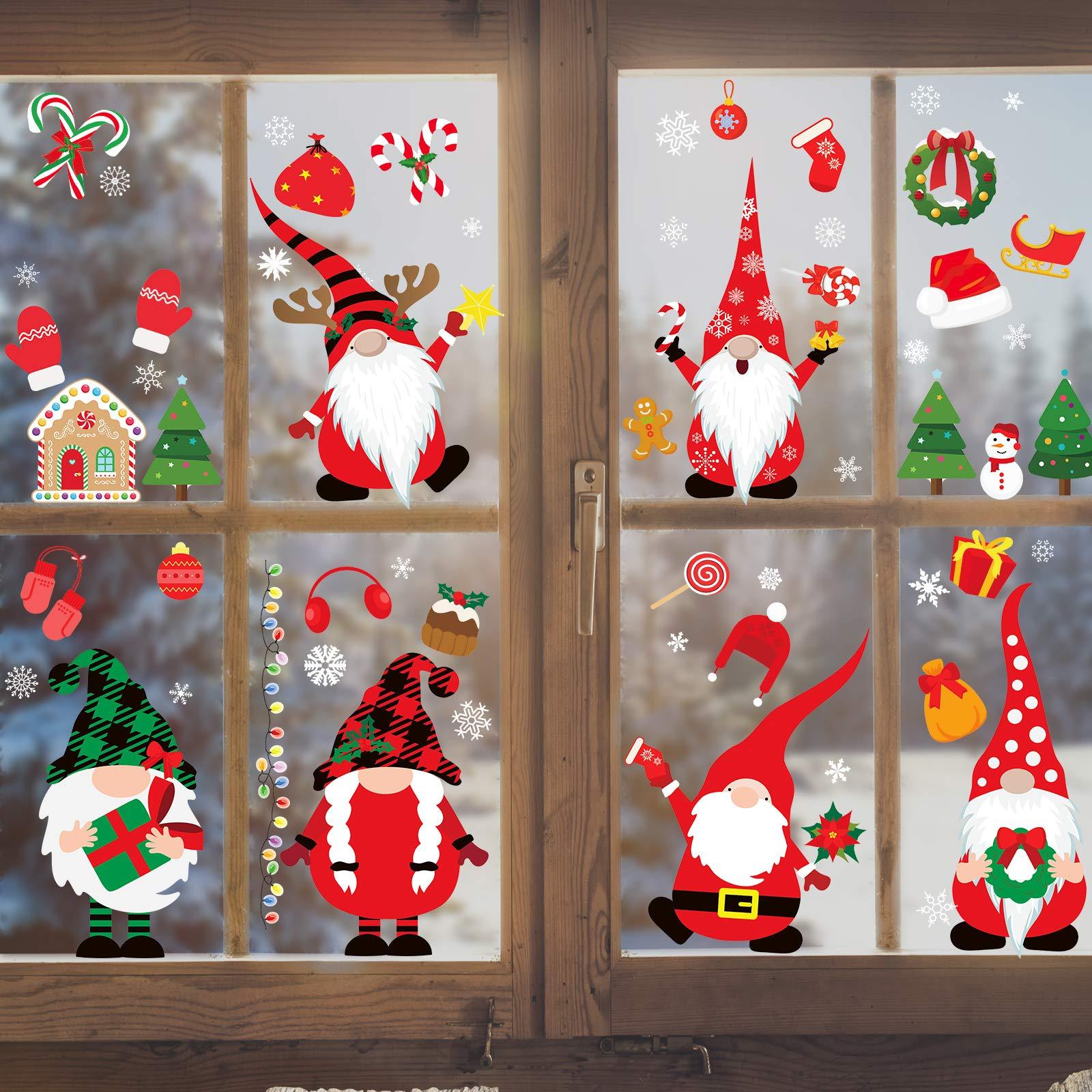 TEMU 8 Sheets Christmas Window Clings, Christmas Decorations Indoor For Party, Gnome Window Decorations Christmas Window Stickers, Window Decals For Glass Windows, Christmas Decoration