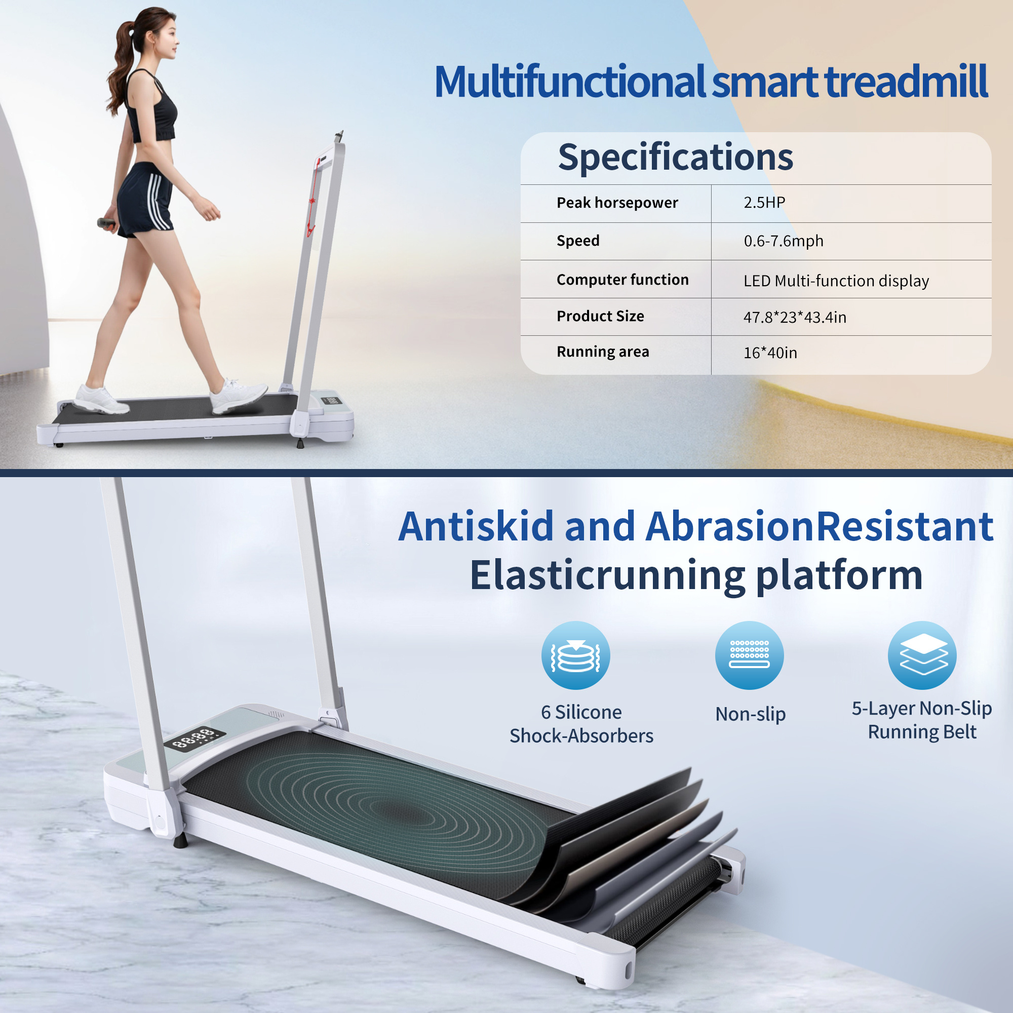 Treadmills, 3 in 1 Portable Treadmill and Walking Pad, with Incline for Home/Office, Remote Control and LED Display