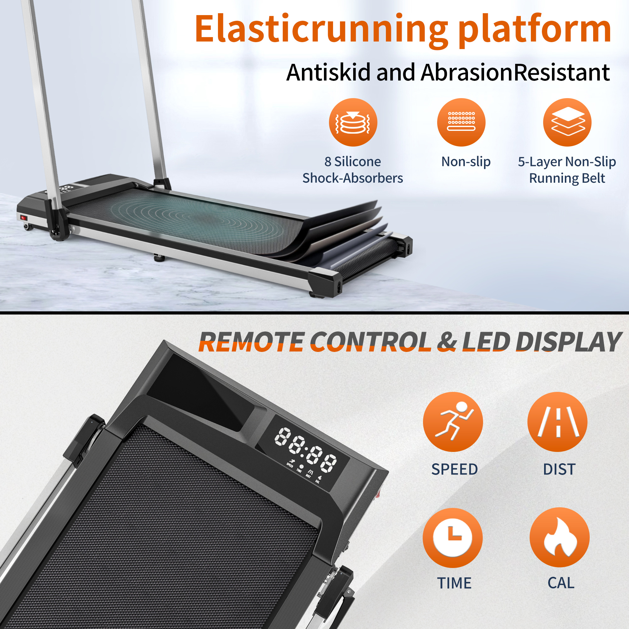 Treadmills, 3 in 1 Portable Treadmill and Walking Pad, with Incline for Home/Office, Remote Control and LED Display