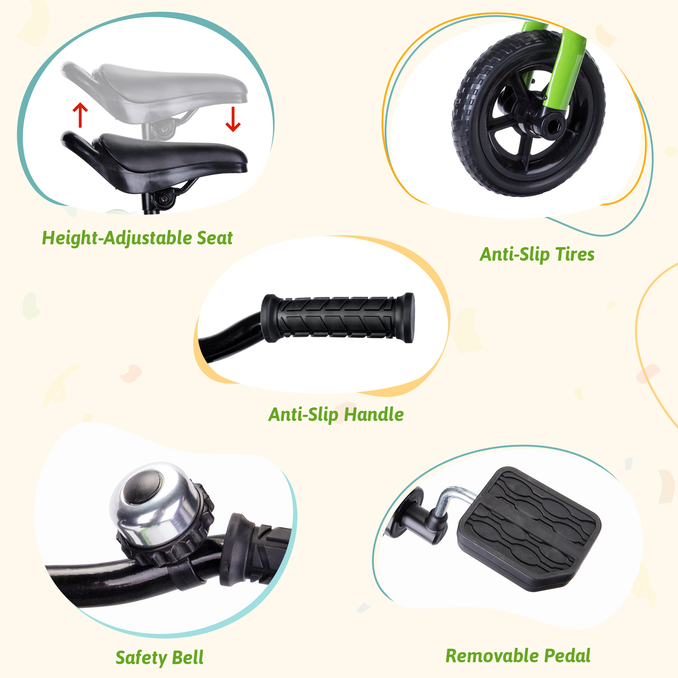 3 In 1 Kids Tricycles For 1-4 Years Old Kids, With Detachable Pedal And Training Wheels, Baby Balance Bike Riding Toys For Boys Girls, Infant Toddler First Birthday Gifts