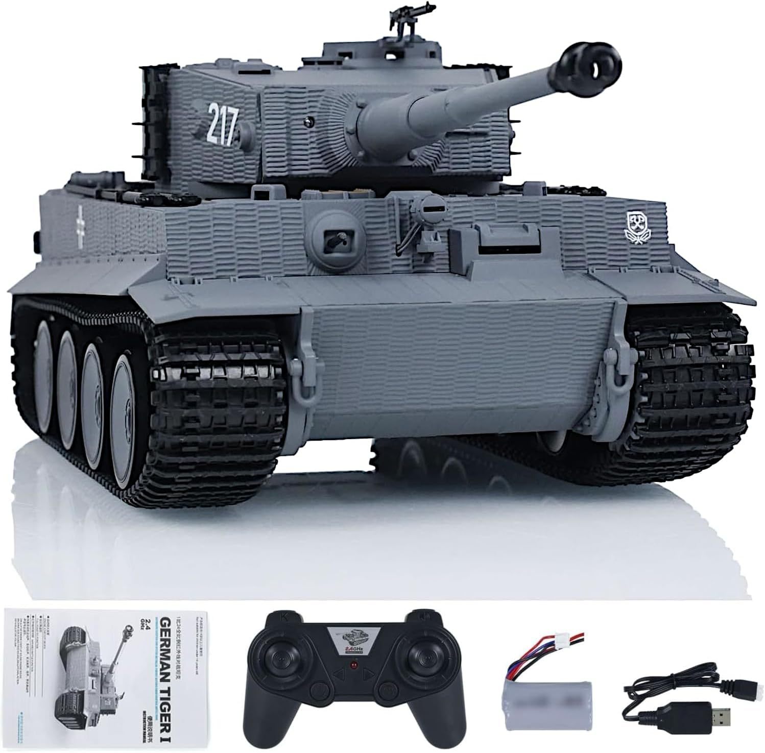 1:24 Grey Infrared IR Combat Remote Control Tank Model, Remote Control Armored Vehicle, Standard Paintless Middle Version