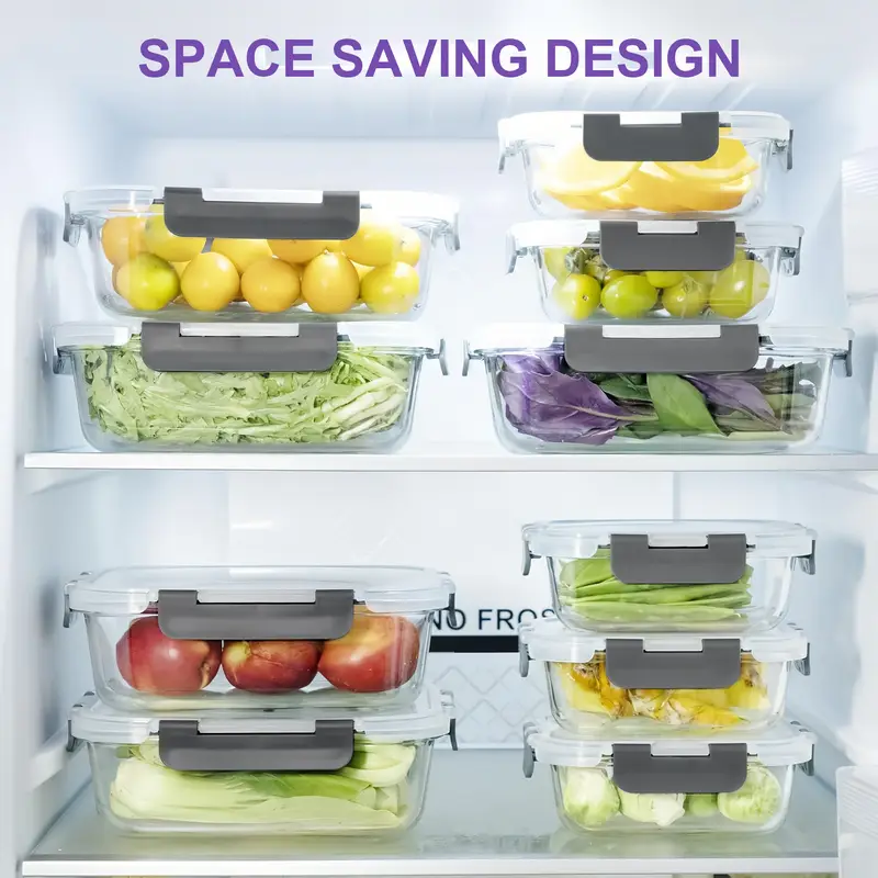 24pcs 12 lids 12 glass bowl glass food storage containers with airtight lids glass meal prep containers for lunch kitchen storage containers airtight freezer containers reusable ideal for food storage in microwave ovens refrigerators dishwashers offices schools and camping Product details 3