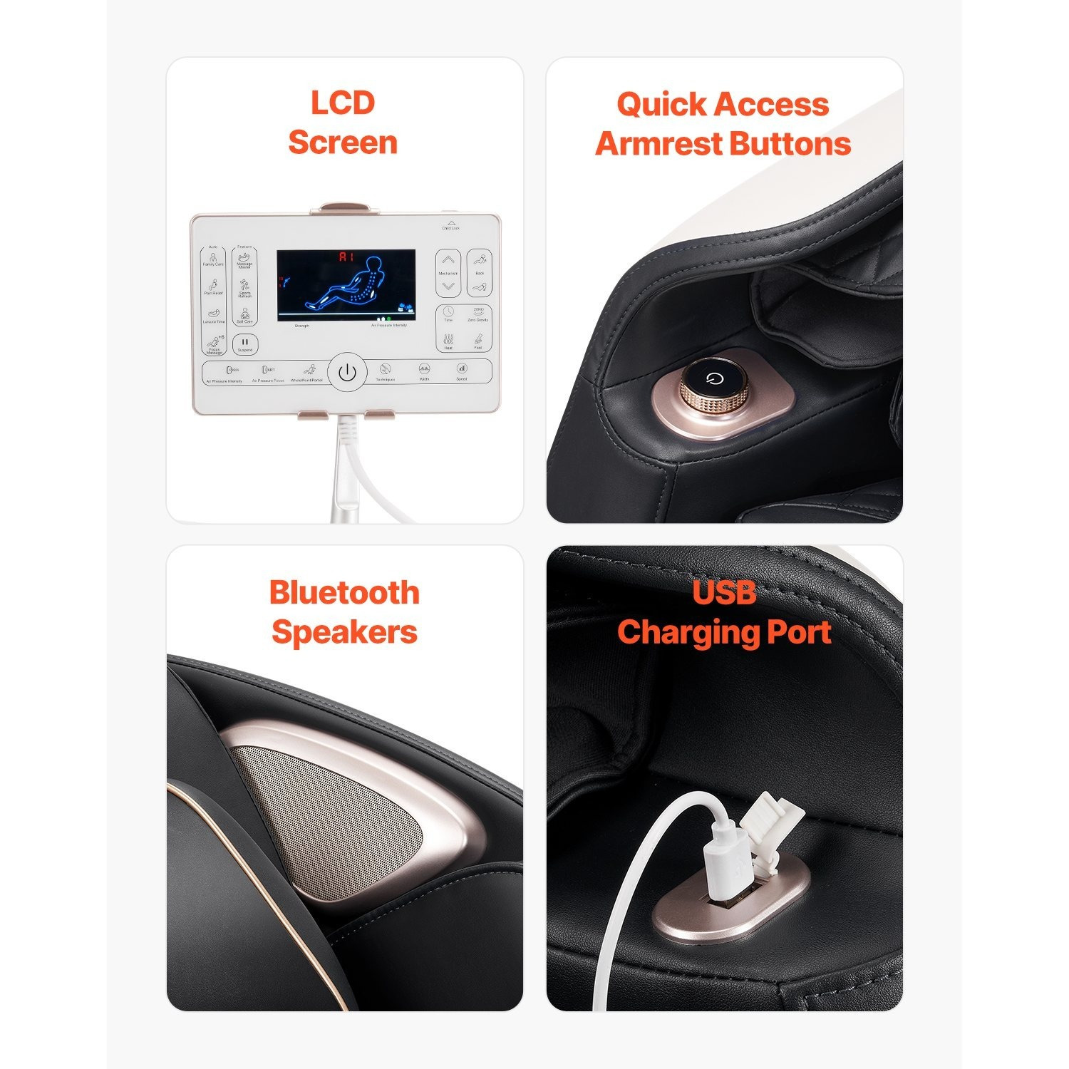 full body massage chair 3d zero gravity recliner with sl track 18 auto   heat   rollers armrest control lcd display 36   retractable  rest a perfect festival gift like christmas and thanksing day for your   family Product details 7