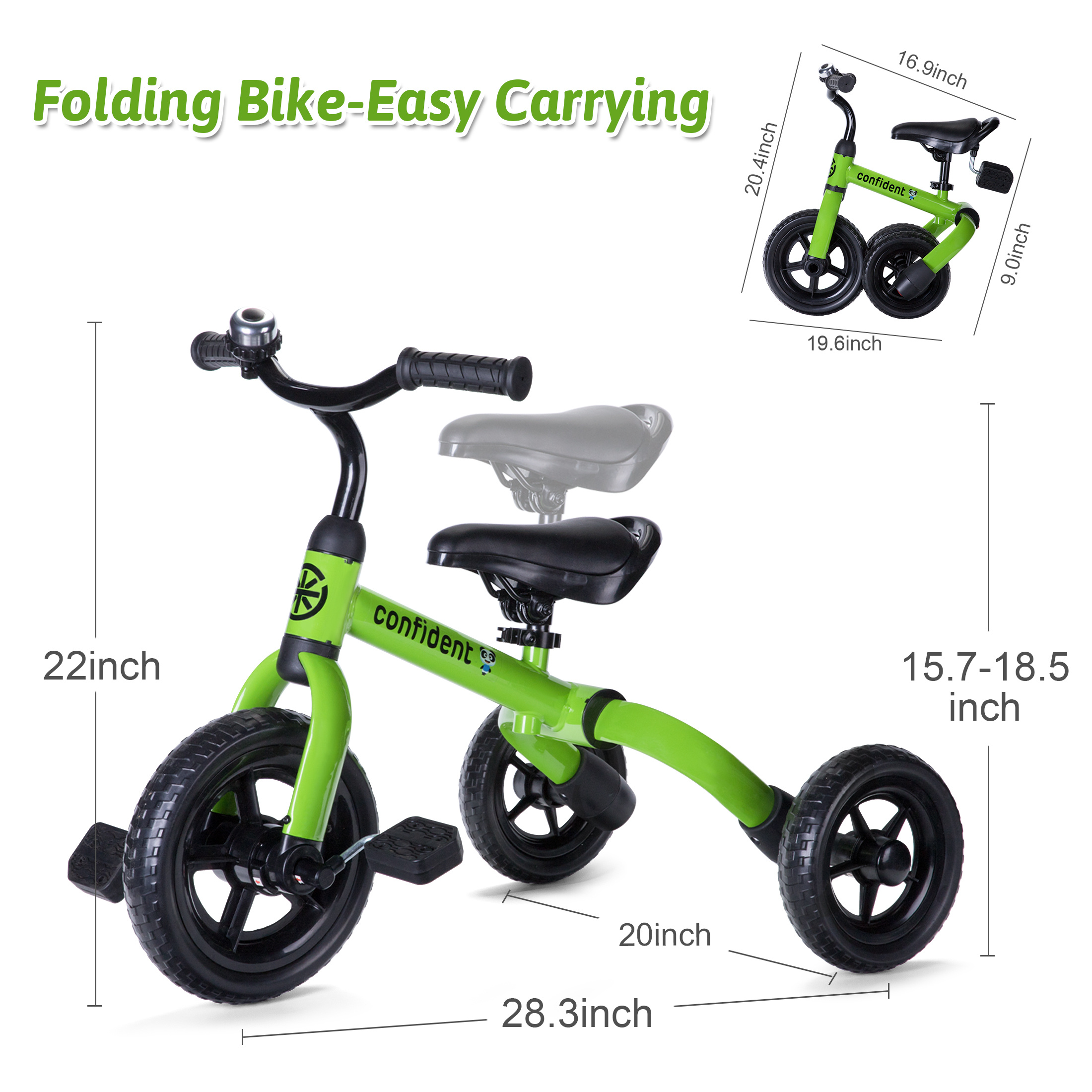3 In 1 Kids Tricycles For 1-4 Years Old Kids, With Detachable Pedal And Training Wheels, Baby Balance Bike Riding Toys For Boys Girls, Infant Toddler First Birthday Gifts