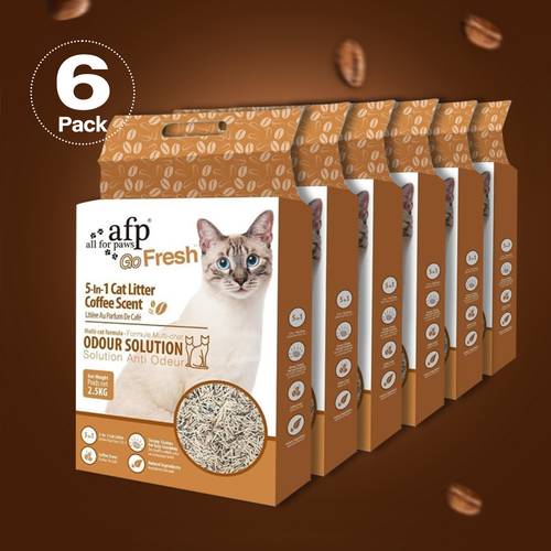 afp with 5 5l for each pack quick clumping unscented non toxic coffee scented cat litter