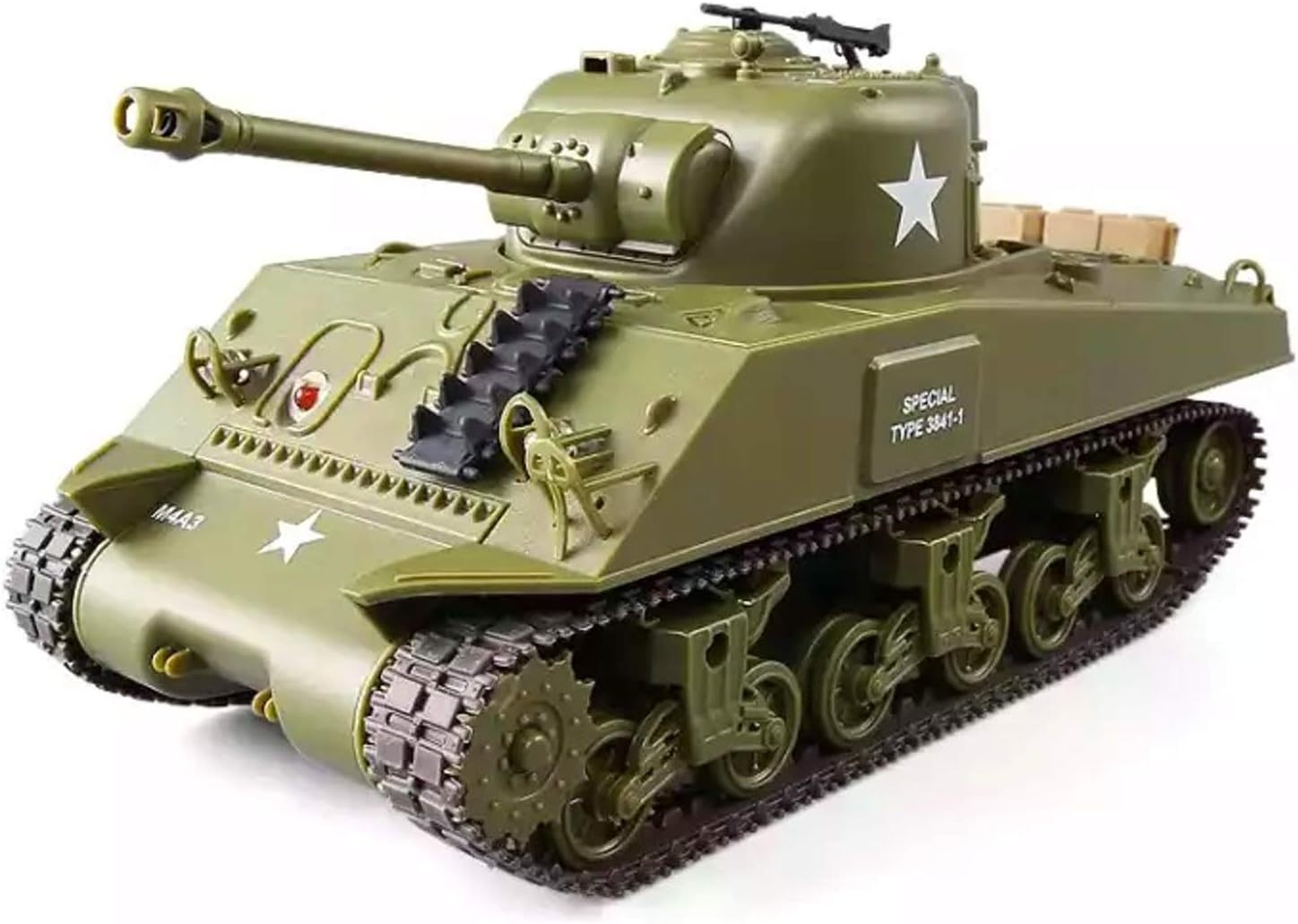 Sherman M4A3 US Medium Tank RC IR Battle Panzer 1/30 Scale Model Military Vehicle w. Sound & Light