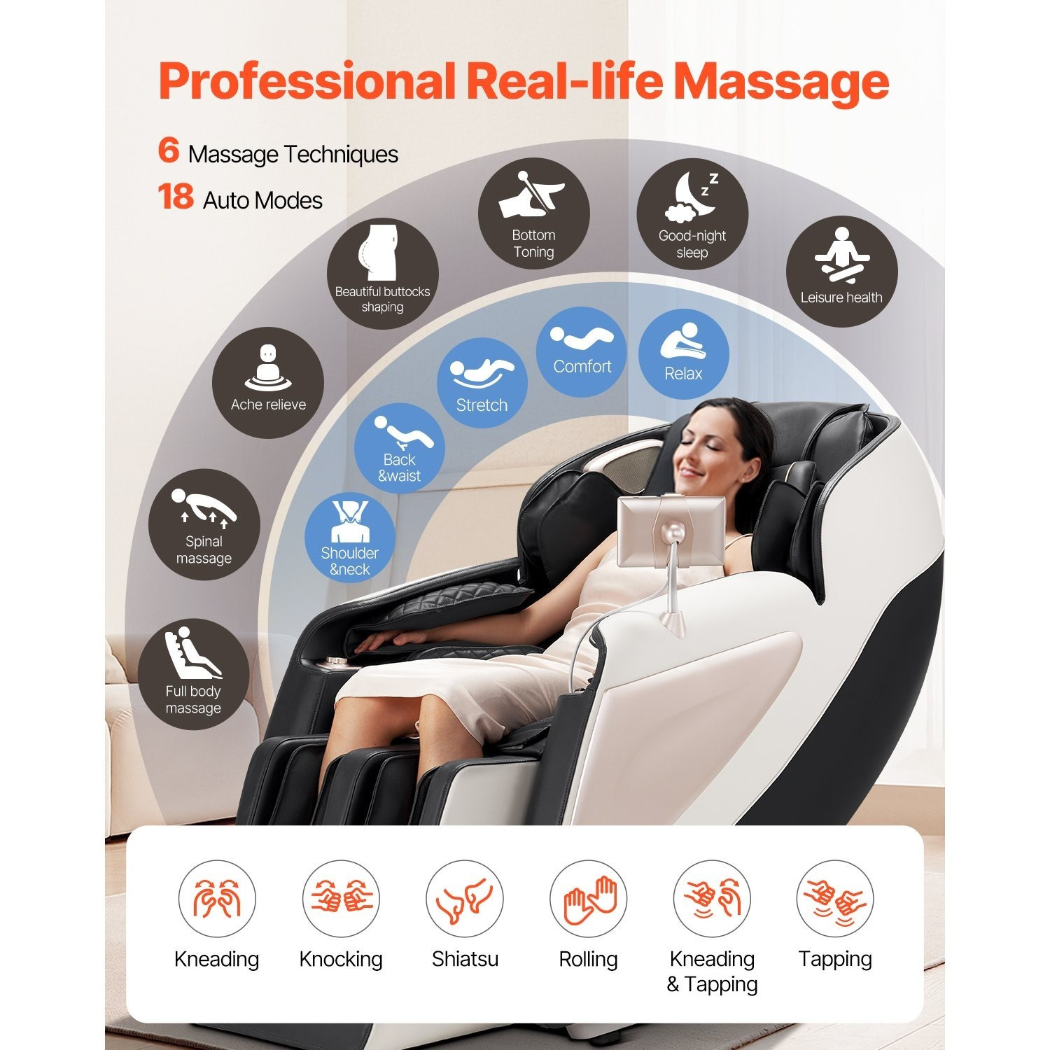 full body massage chair 3d zero gravity recliner with sl track 18 auto   heat   rollers armrest control lcd display 36   retractable  rest a perfect festival gift like christmas and thanksing day for your   family Product details 2