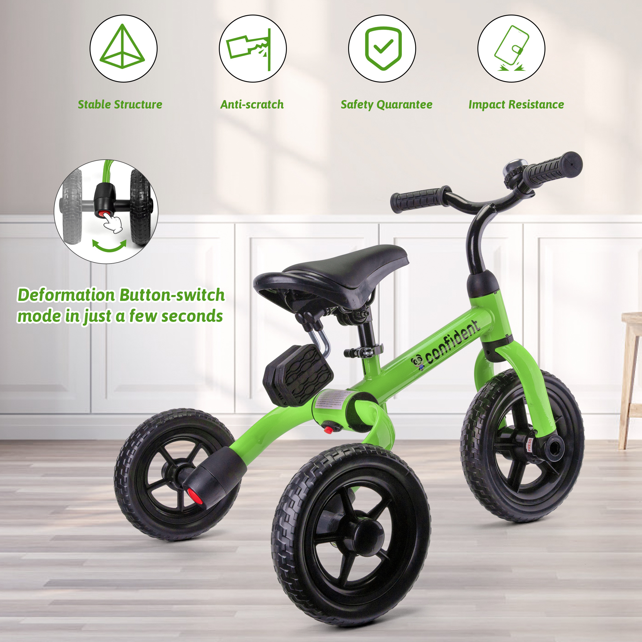 3 In 1 Kids Tricycles For 1-4 Years Old Kids, With Detachable Pedal And Training Wheels, Baby Balance Bike Riding Toys For Boys Girls, Infant Toddler First Birthday Gifts