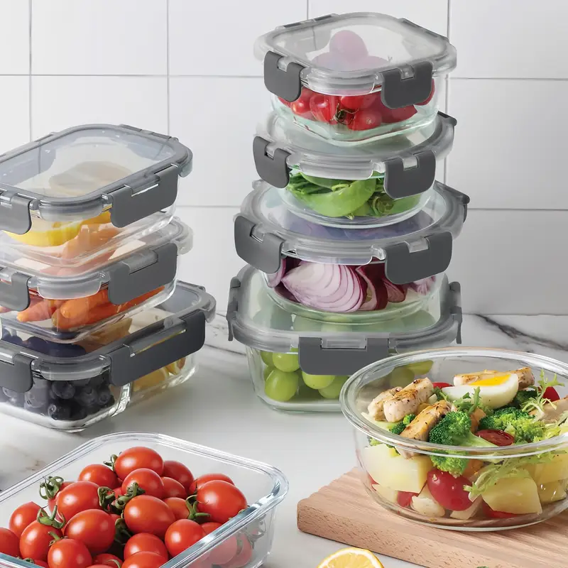 24pcs 12 lids 12 glass bowl glass food storage containers with airtight lids glass meal prep containers for lunch kitchen storage containers airtight freezer containers reusable ideal for food storage in microwave ovens refrigerators dishwashers offices schools and camping Product details 11