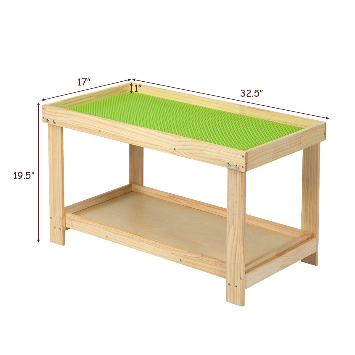 COSTWAY Solid Wood Kids Activity Play Table Block Table Multifunction W/Storage Patented