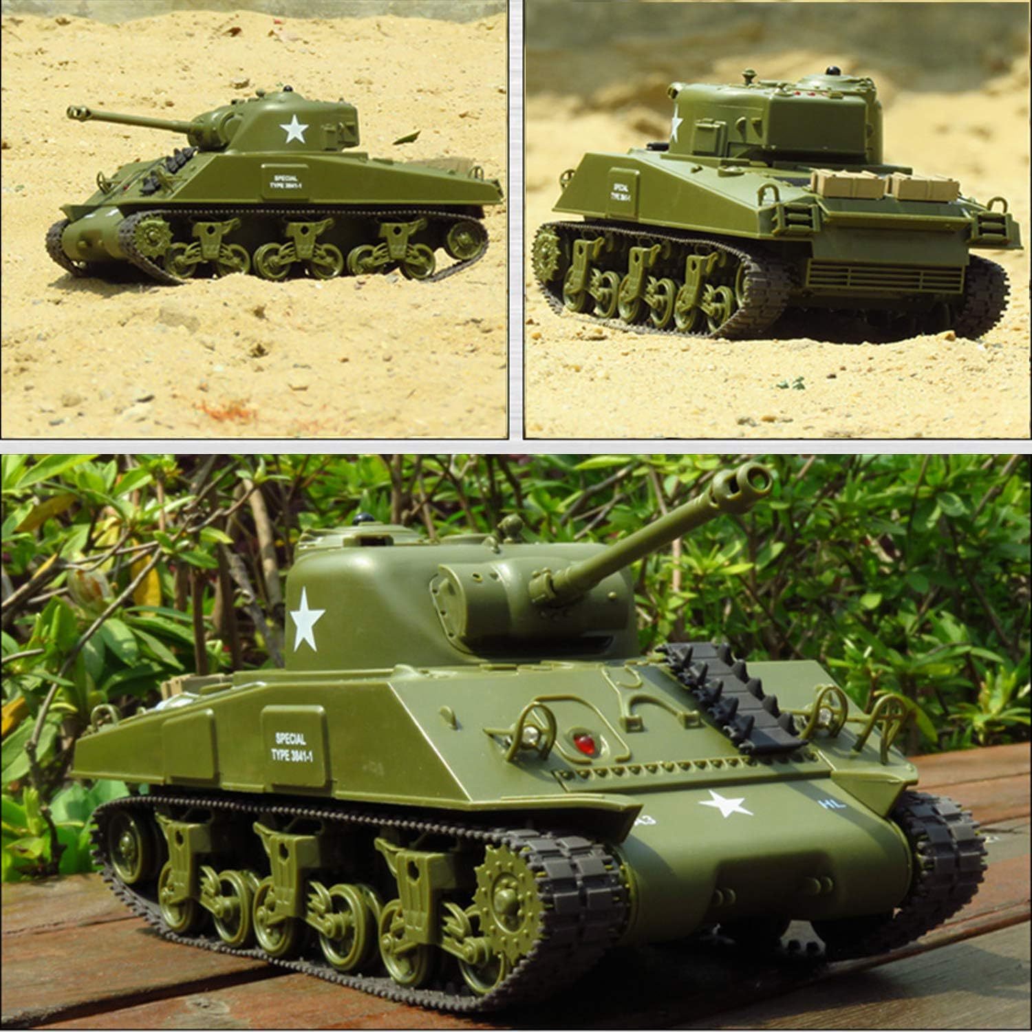 Sherman M4A3 US Medium Tank RC IR Battle Panzer 1/30 Scale Model Military Vehicle w. Sound & Light