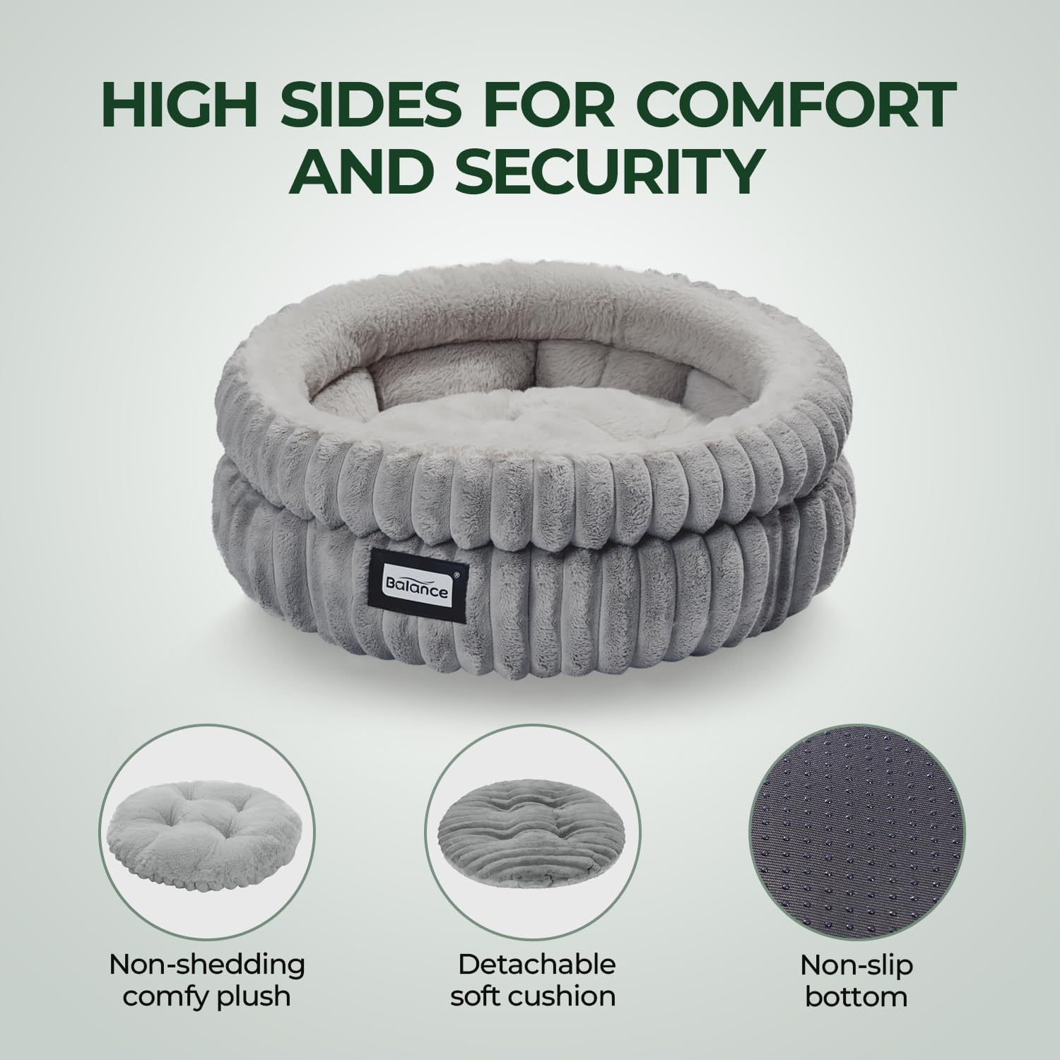 cat bed kitten bed washable round cat beds for indoor cats super soft plush   fur pet bed for puppy and kitten with anti slip bottom Product details 4