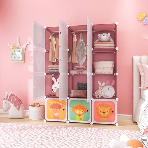 12 cube kids wardrobe baby dresser bedroom clothes hanging closet w door