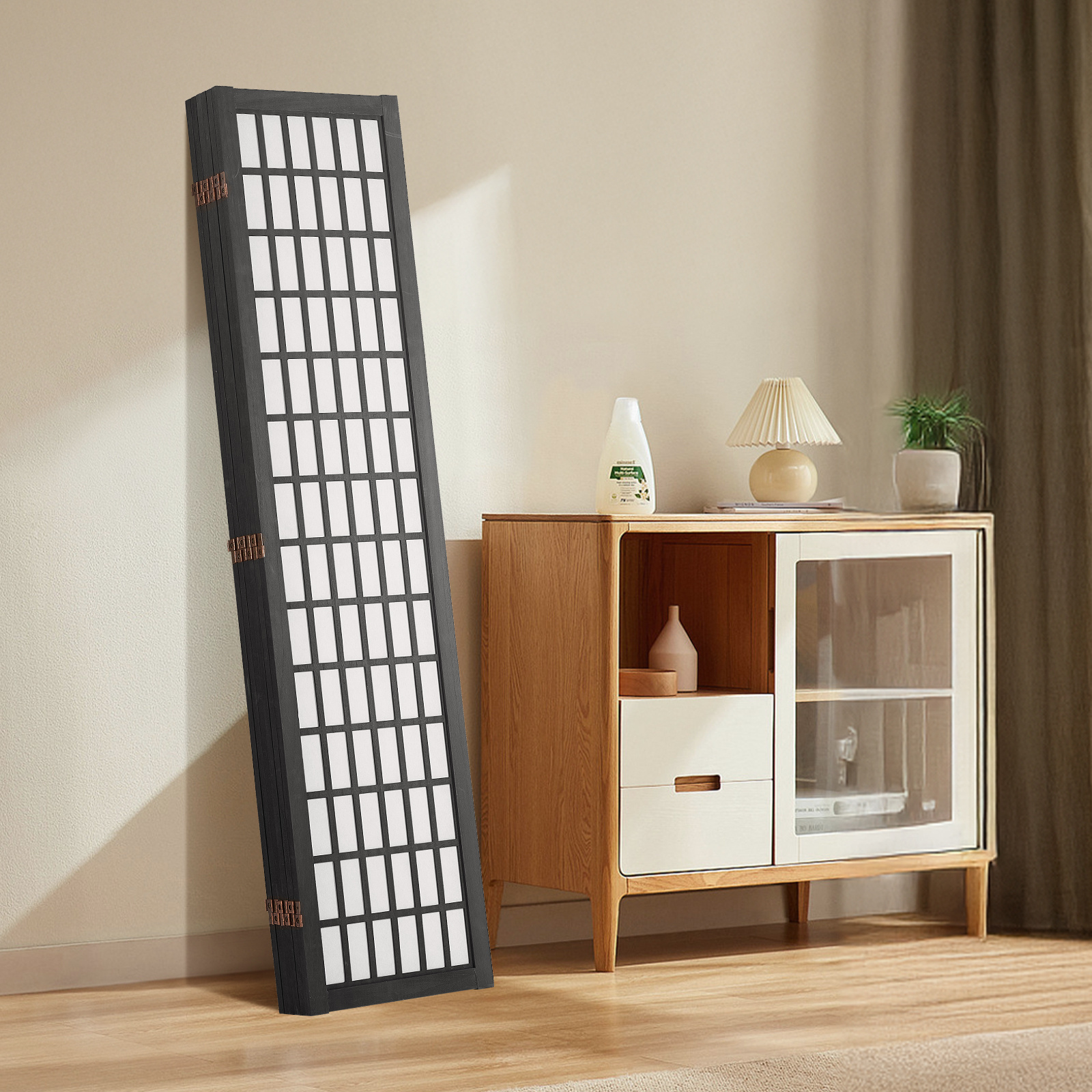VEVOR Room Divider, 4 Panel / 6 Panel Japanese Room Divider, Folding Privacy Screen Indoor, Portable Partition Dividers and Decoration Screens, for Room Separation, Home, Office, Restaurant & Bedroom (Natural / Black)