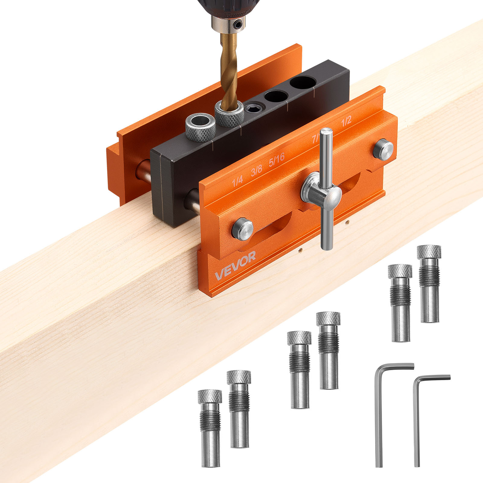 Jectse 3-in-1 Doweling Jig Drill Kit – Aluminum Self-Centering Guide For 6/8/10mm Holes, With Extension Rod & Accessories