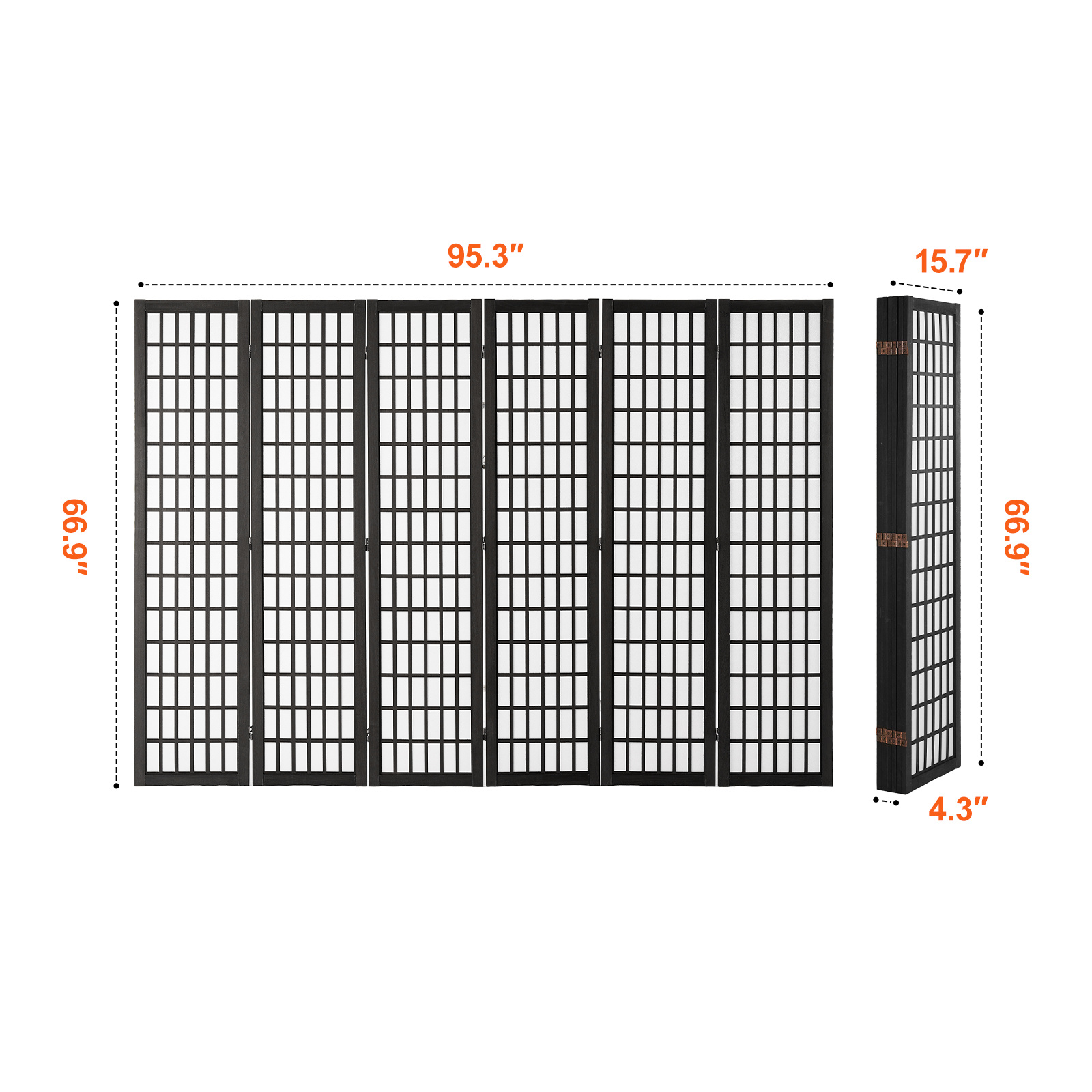 VEVOR Room Divider, 4 Panel / 6 Panel Japanese Room Divider, Folding Privacy Screen Indoor, Portable Partition Dividers and Decoration Screens, for Room Separation, Home, Office, Restaurant & Bedroom (Natural / Black)