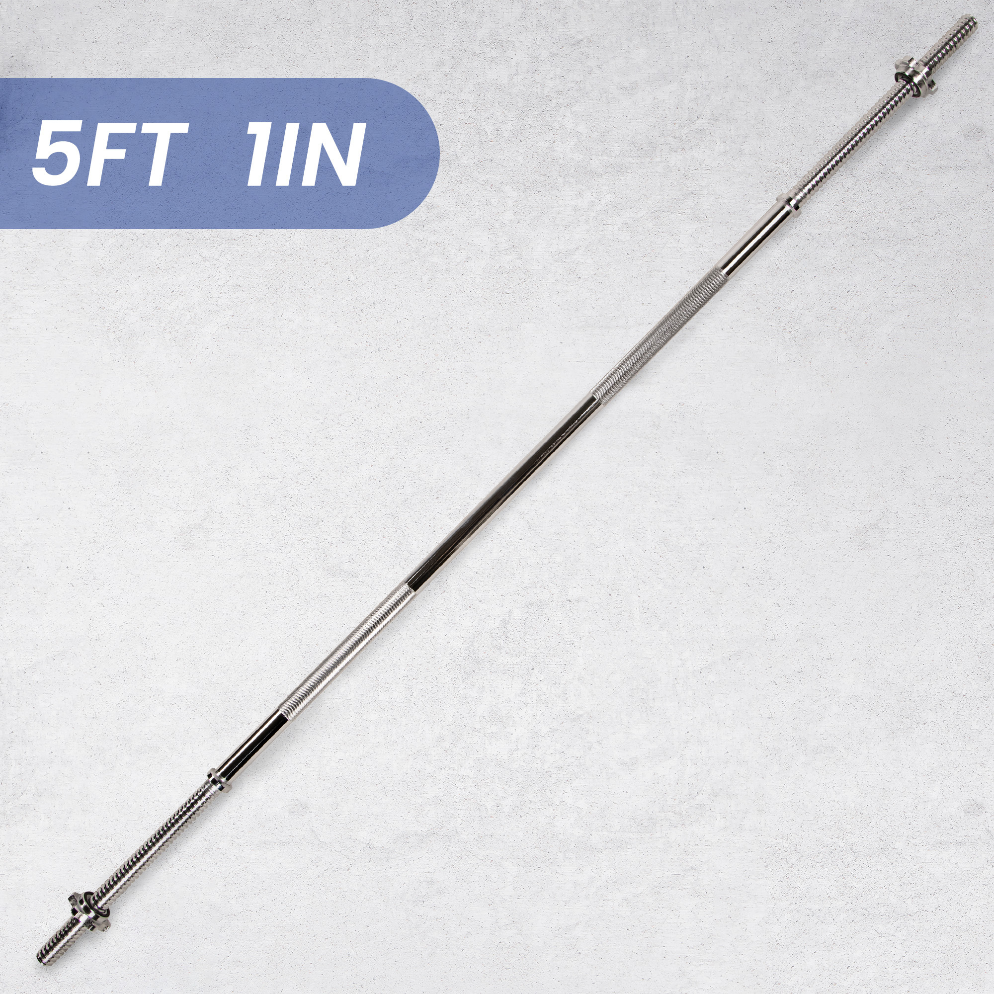 5ft Standard Barbell Bar With Star Lock Collars – Weightlifting Bar For Home Strength Training