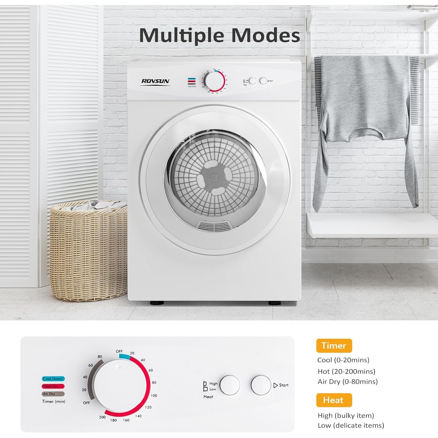 17.8LBS Washing Machine & 1.5CuFt Dryer Combo / Compact Laundry Set with Stainless Steel Tub / Smart Control, Quick Wash/Dry, Noise-Free /Apartment, Dorm, RV, Home Ideal for Small Spaces