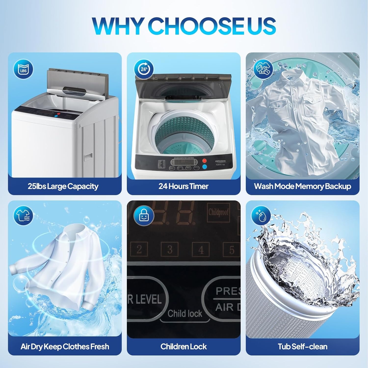 17.8LBS Washing Machine & 1.5CuFt Dryer Combo / Compact Laundry Set with Stainless Steel Tub / Smart Control, Quick Wash/Dry, Noise-Free /Apartment, Dorm, RV, Home Ideal for Small Spaces