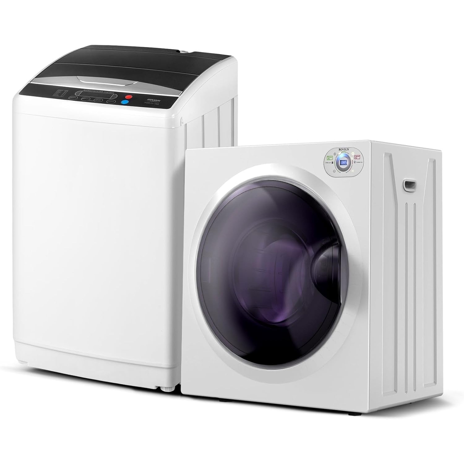 17.8LBS Washing Machine & 1.5CuFt Dryer Combo / Compact Laundry Set with Stainless Steel Tub / Smart Control, Quick Wash/Dry, Noise-Free /Apartment, Dorm, RV, Home Ideal for Small Spaces