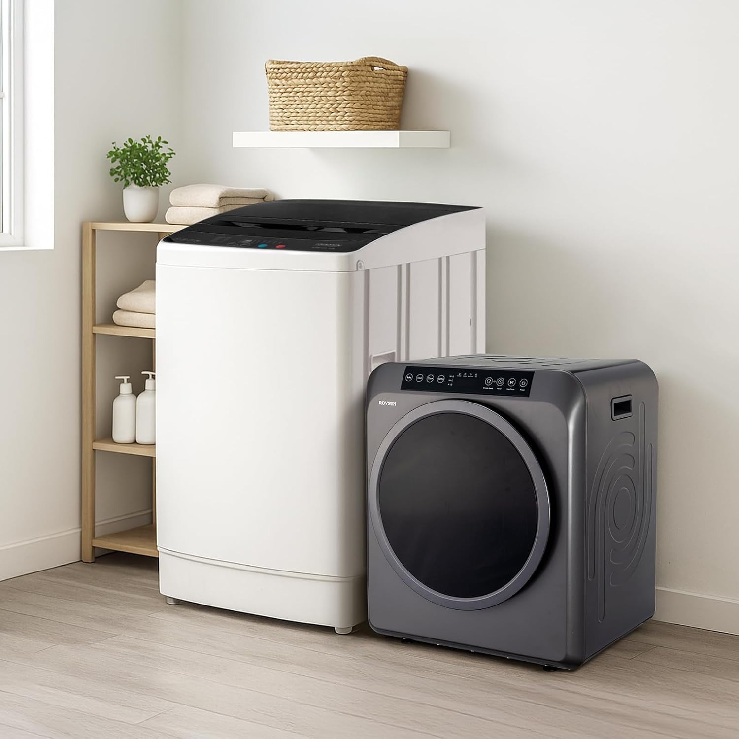 17.8LBS Washing Machine & 1.5CuFt Dryer Combo / Compact Laundry Set with Stainless Steel Tub / Smart Control, Quick Wash/Dry, Noise-Free /Apartment, Dorm, RV, Home Ideal for Small Spaces