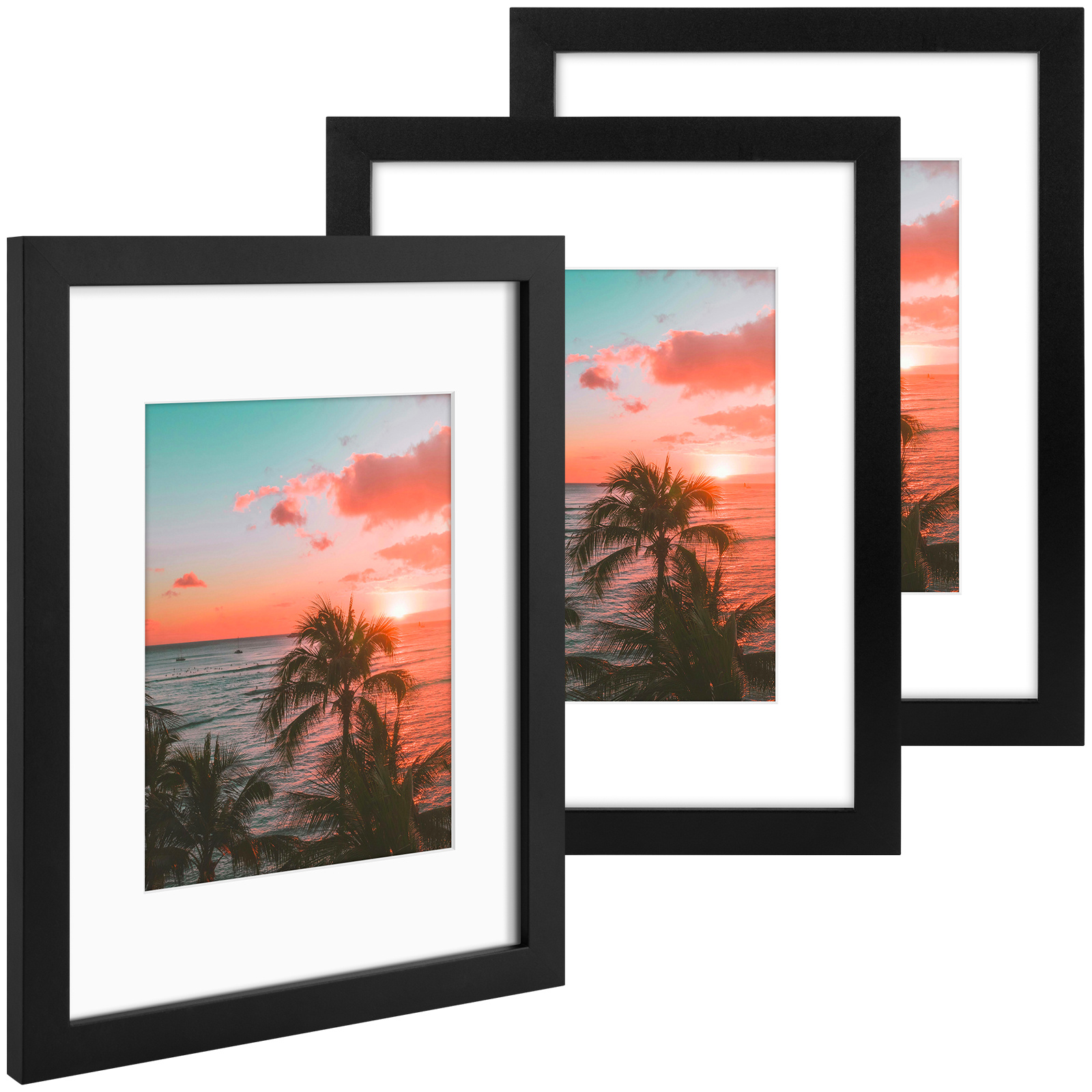 3 pack 6x8 8x10 9x12 11x14 16x20 picture frames set with mat or without mat   wood photo frames with plexiglass for wall or tabletop display gallery wall frames office home decor poster frames